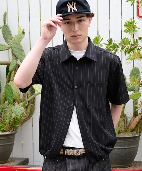 kutir(クティール)の「DRAWCORD STRIPE SHIRT/ドローコードストライプシャツ(シャツ/ブラウス・メンズ・ブラック/チャコールグレー・LARGE/MEDIUM)」の2枚目の写真