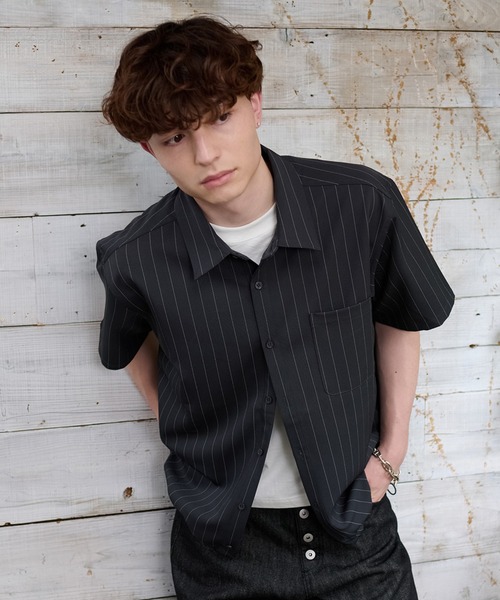 kutir(クティール)の「DRAWCORD STRIPE SHIRT/ドローコードストライプシャツ(シャツ/ブラウス・メンズ・ブラック/チャコールグレー・LARGE/MEDIUM)」の3枚目の写真