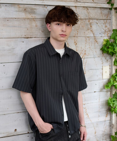 kutir(クティール)の「DRAWCORD STRIPE SHIRT/ドローコードストライプシャツ(シャツ/ブラウス・メンズ・ブラック/チャコールグレー・LARGE/MEDIUM)」の5枚目の写真