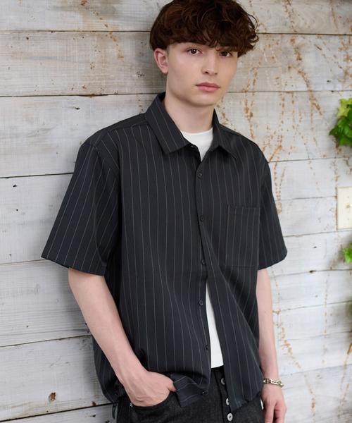 セール】DRAWCORD STRIPE SHIRT／ドローコードストライプシャツ