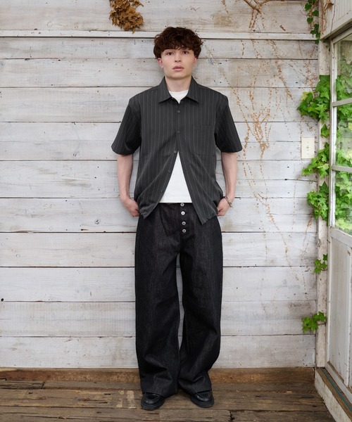 kutir(クティール)の「DRAWCORD STRIPE SHIRT/ドローコードストライプシャツ(シャツ/ブラウス・メンズ・ブラック/チャコールグレー・LARGE/MEDIUM)」の12枚目の写真