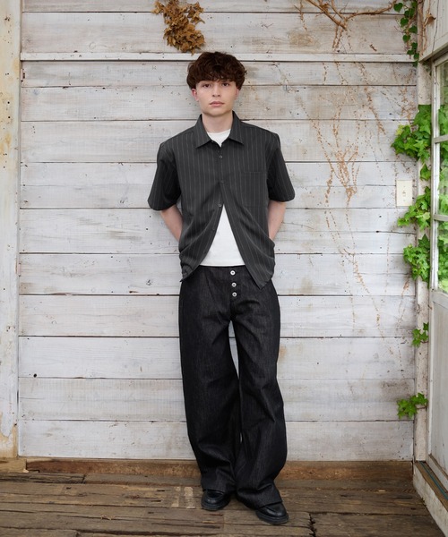 kutir(クティール)の「DRAWCORD STRIPE SHIRT/ドローコードストライプシャツ(シャツ/ブラウス・メンズ・ブラック/チャコールグレー・LARGE/MEDIUM)」の13枚目の写真
