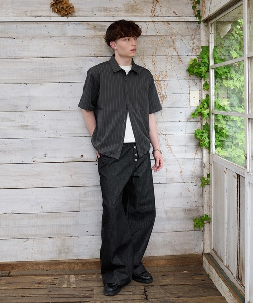 kutir(クティール)の「DRAWCORD STRIPE SHIRT/ドローコードストライプシャツ(シャツ/ブラウス・メンズ・ブラック/チャコールグレー・LARGE/MEDIUM)」の14枚目の写真