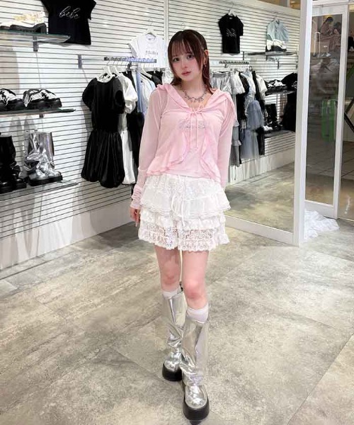 FickleBebe(フィクルベベ)の「ミックスレースショートパンツ(その他パンツ・レディース・ホワイト/ブラック・FREE)」の5枚目の写真