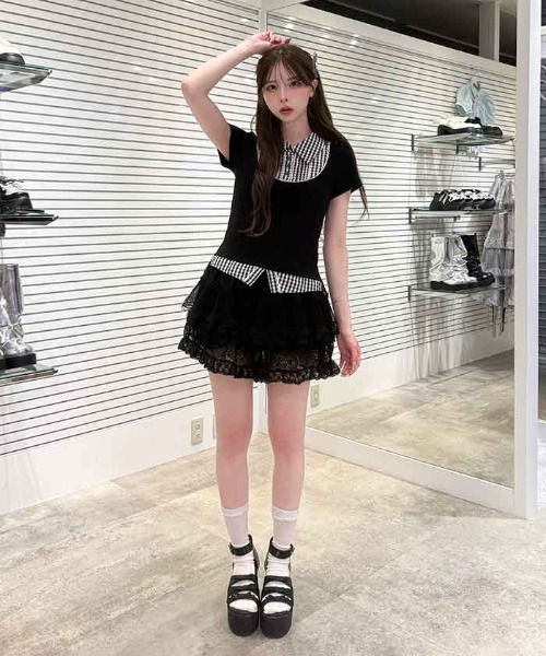 FickleBebe(フィクルベベ)の「ミックスレースショートパンツ(その他パンツ・レディース・ホワイト/ブラック・FREE)」の7枚目の写真