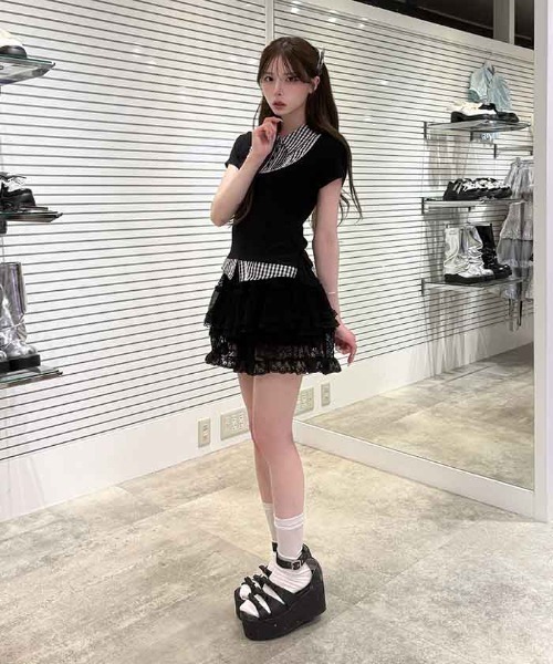 FickleBebe(フィクルベベ)の「ミックスレースショートパンツ(その他パンツ・レディース・ホワイト/ブラック・FREE)」の8枚目の写真