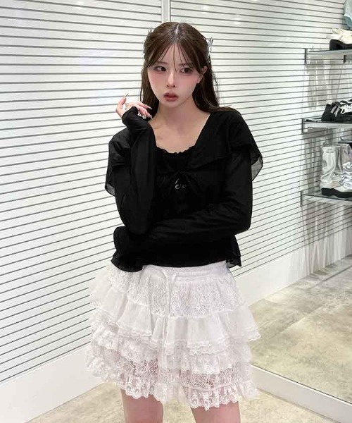 FickleBebe(フィクルベベ)の「ミックスレースショートパンツ(その他パンツ・レディース・ホワイト/ブラック・FREE)」の12枚目の写真