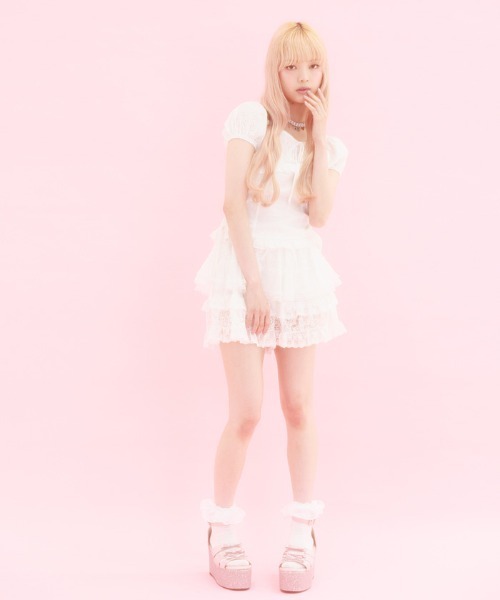FickleBebe(フィクルベベ)の「ミックスレースショートパンツ(その他パンツ・レディース・ホワイト/ブラック・FREE)」の22枚目の写真