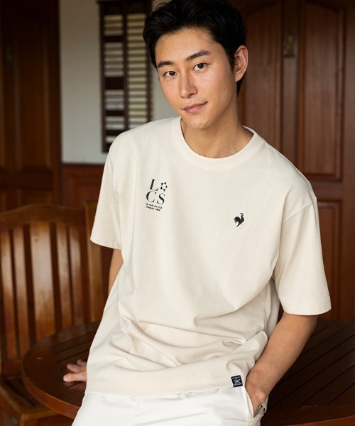 le coq sportif（ルコックスポルティフ）の「【ルコックスポルティフ】吸汗速乾/UVカットコットンライクポリエステルバックプリント半袖Tシャツ（Tシャツ/カットソー・メンズ・ホワイト/ベージュ/ブラック・M/XL/L）」の3枚目の写真