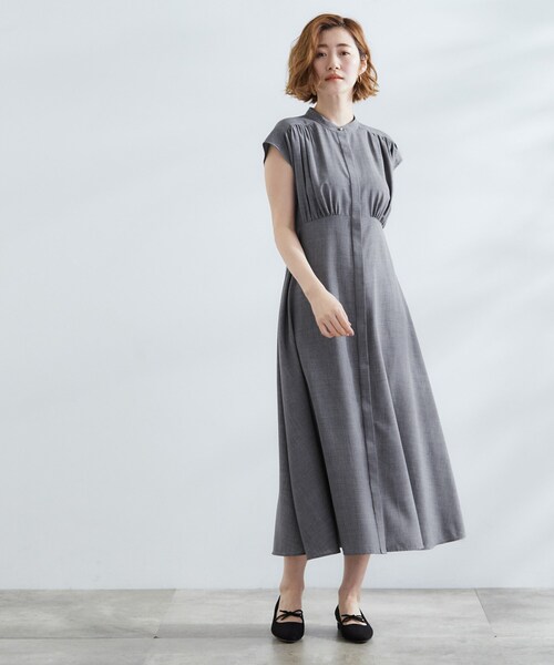 grove（グローブ）の「ウエスト高見えでスタイルアップ　上品スタンドカラーシャツワンピース（ワンピース・レディース・グリーン/ダークグレー/ブラック・01/02/03/04/05）」の21枚目の写真
