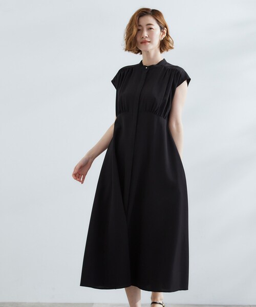 grove（グローブ）の「ウエスト高見えでスタイルアップ　上品スタンドカラーシャツワンピース（ワンピース・レディース・グリーン/ダークグレー/ブラック・01/02/03/04/05）」の17枚目の写真