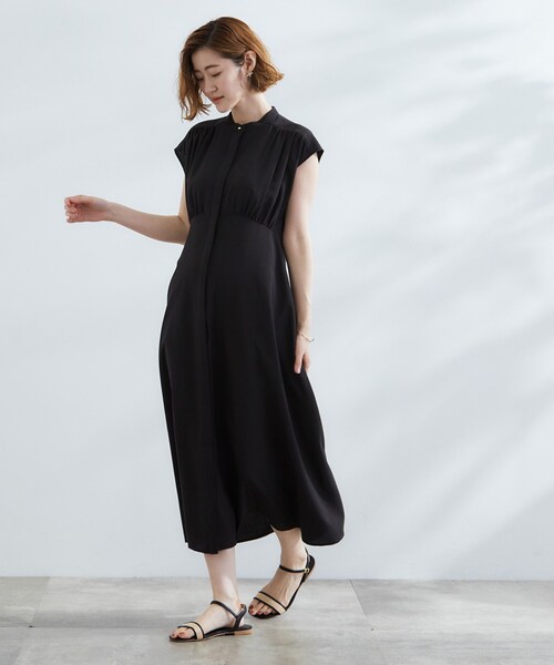 grove（グローブ）の「ウエスト高見えでスタイルアップ　上品スタンドカラーシャツワンピース（ワンピース・レディース・グリーン/ダークグレー/ブラック・01/02/03/04/05）」の18枚目の写真