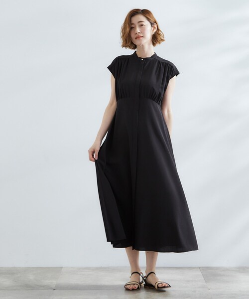 grove（グローブ）の「ウエスト高見えでスタイルアップ　上品スタンドカラーシャツワンピース（ワンピース・レディース・グリーン/ダークグレー/ブラック・01/02/03/04/05）」の19枚目の写真