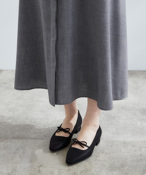 grove（グローブ）の「ウエスト高見えでスタイルアップ　上品スタンドカラーシャツワンピース（ワンピース・レディース・グリーン/ダークグレー/ブラック・01/02/03/04/05）」の7枚目の写真