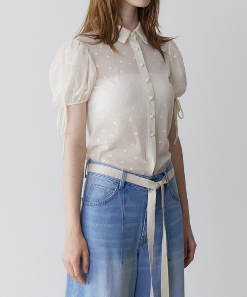 ドットチュールショートスリーブブラウス / Dot Tulle Shortsleeve