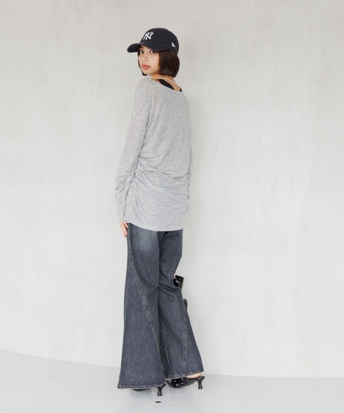 PAGEBOY（ページボーイ）の「シャーリングセット(長袖)（Tシャツ/カットソー・レディース・ブラック/オフホワイト/グレー/マスタード・FREE）」の14枚目の写真