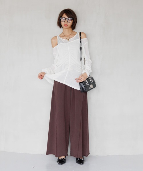 PAGEBOY（ページボーイ）の「シャーリングセット(長袖)（Tシャツ/カットソー・レディース・ブラック/オフホワイト/グレー/マスタード・FREE）」の20枚目の写真