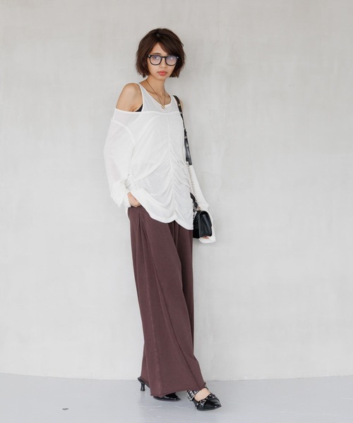 PAGEBOY（ページボーイ）の「シャーリングセット(長袖)（Tシャツ/カットソー・レディース・ブラック/オフホワイト/グレー/マスタード・FREE）」の21枚目の写真