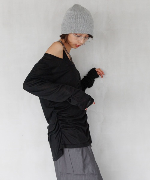 PAGEBOY（ページボーイ）の「シャーリングセット(長袖)（Tシャツ/カットソー・レディース・ブラック/オフホワイト/グレー/マスタード・FREE）」の10枚目の写真