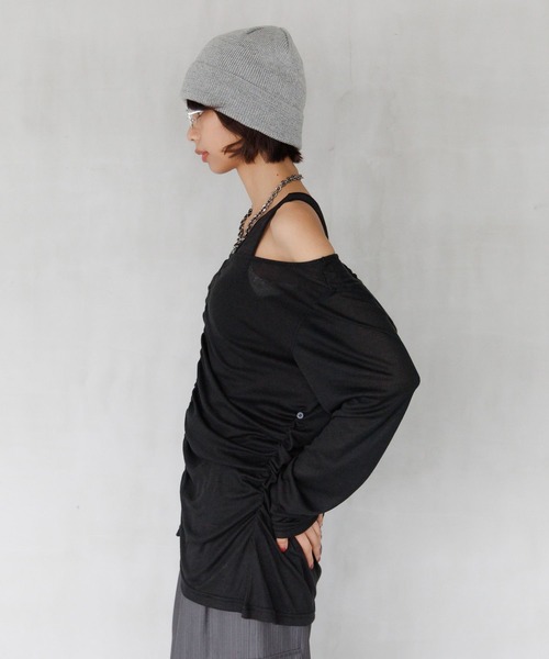 PAGEBOY（ページボーイ）の「シャーリングセット(長袖)（Tシャツ/カットソー・レディース・ブラック/オフホワイト/グレー/マスタード・FREE）」の11枚目の写真