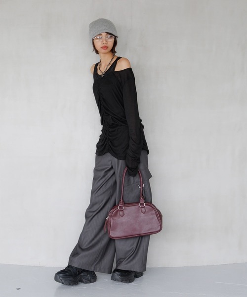 PAGEBOY（ページボーイ）の「シャーリングセット(長袖)（Tシャツ/カットソー・レディース・ブラック/オフホワイト/グレー/マスタード・FREE）」の6枚目の写真