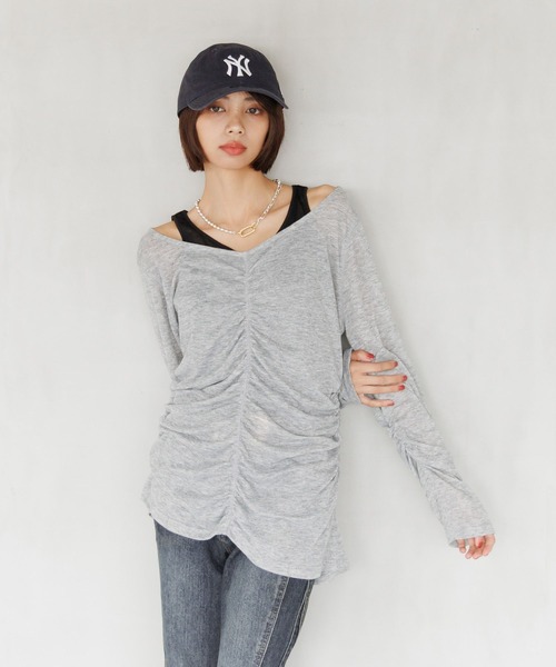 PAGEBOY（ページボーイ）の「シャーリングセット(長袖)（Tシャツ/カットソー・レディース・ブラック/オフホワイト/グレー/マスタード・FREE）」の17枚目の写真