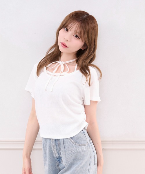 apres jour(アプレジュール)の「シアーレイヤードTシャツ(Tシャツ/カットソー・レディース・ブラック/チャコールグレー/ホワイト・X-LARGE/フリー)」の2枚目の写真