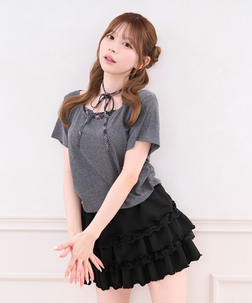 apres jour(アプレジュール)の「シアーレイヤードTシャツ(Tシャツ/カットソー・レディース・ブラック/チャコールグレー/ホワイト・X-LARGE/フリー)」の1枚目の写真