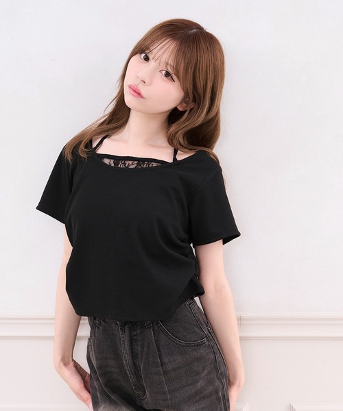 apres jour(アプレジュール)の「シアーレイヤードTシャツ(Tシャツ/カットソー・レディース・ブラック/チャコールグレー/ホワイト・X-LARGE/フリー)」の3枚目の写真