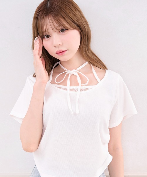 apres jour(アプレジュール)の「シアーレイヤードTシャツ(Tシャツ/カットソー・レディース・ブラック/チャコールグレー/ホワイト・X-LARGE/フリー)」の4枚目の写真