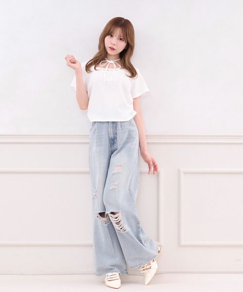 apres jour(アプレジュール)の「シアーレイヤードTシャツ(Tシャツ/カットソー・レディース・ブラック/チャコールグレー/ホワイト・X-LARGE/フリー)」の6枚目の写真