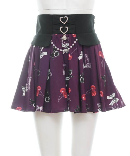 Secret Honey(シークレットハニー)の「チェリーリボンプリントスカパン(スカート・レディース・ブラック/ワインレッド・MEDIUM)」の10枚目の写真