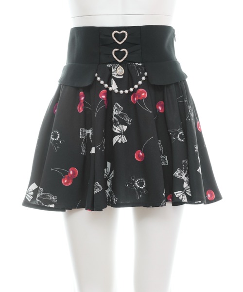 Secret Honey(シークレットハニー)の「チェリーリボンプリントスカパン(スカート・レディース・ブラック/ワインレッド・MEDIUM)」の11枚目の写真