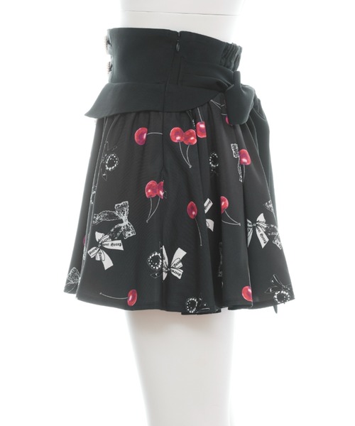 Secret Honey(シークレットハニー)の「チェリーリボンプリントスカパン(スカート・レディース・ブラック/ワインレッド・MEDIUM)」の12枚目の写真