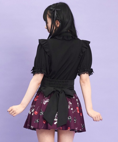 Secret Honey(シークレットハニー)の「チェリーリボンプリントスカパン(スカート・レディース・ブラック/ワインレッド・MEDIUM)」の5枚目の写真