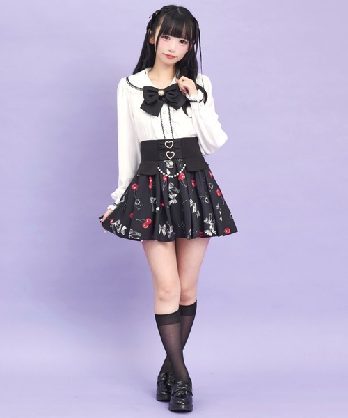 ♡連休値下げ SABRINA シャツ パニエ スカート セット売り♡ チェリーリボンプリントスカパン（スカート）｜Secret Honey
