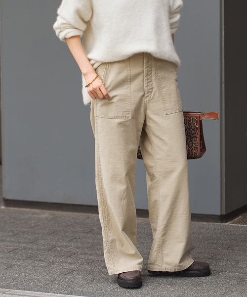 ≪一部カラーWEB限定≫ミリタリースラブバックサテンベイカーパンツ