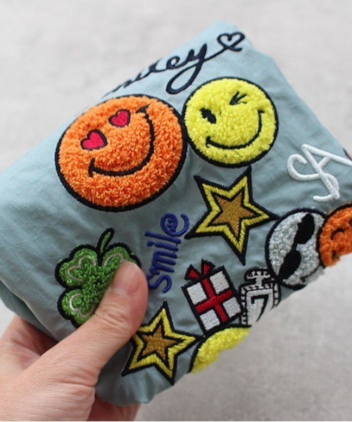 SALON DE ALFURD TOKYO(サロンドアルファード)の「スマイリークローバー刺繍エコバッグ(エコバッグ/サブバッグ・レディース・ベージュ/ライトブルー/グレイッシュベージュ/ブラック・ONESIZE)」の12枚目の写真