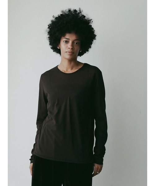 HER.（ハー）の「シアーカットソー（Tシャツ/カットソー・レディース・ダークブラウン/オフホワイト・フリー）」の2枚目の写真