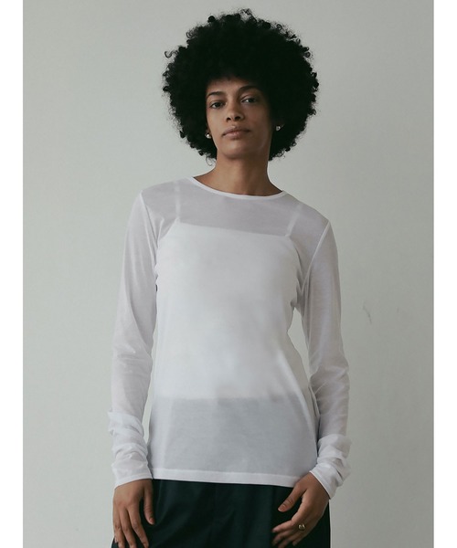 HER.（ハー）の「シアーカットソー（Tシャツ/カットソー・レディース・ダークブラウン/オフホワイト・フリー）」の10枚目の写真