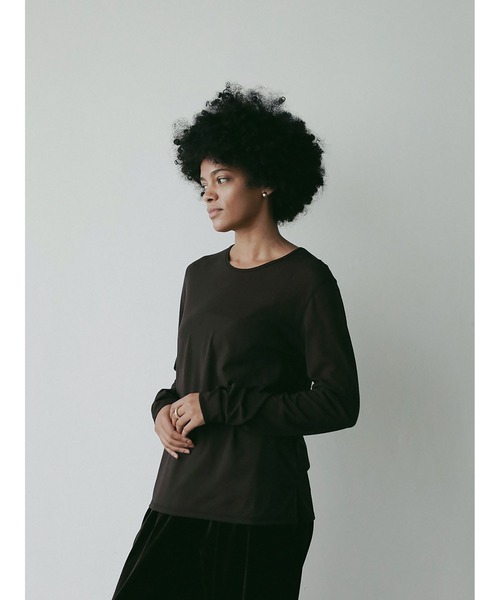 HER.（ハー）の「シアーカットソー（Tシャツ/カットソー・レディース・ダークブラウン/オフホワイト・フリー）」の3枚目の写真