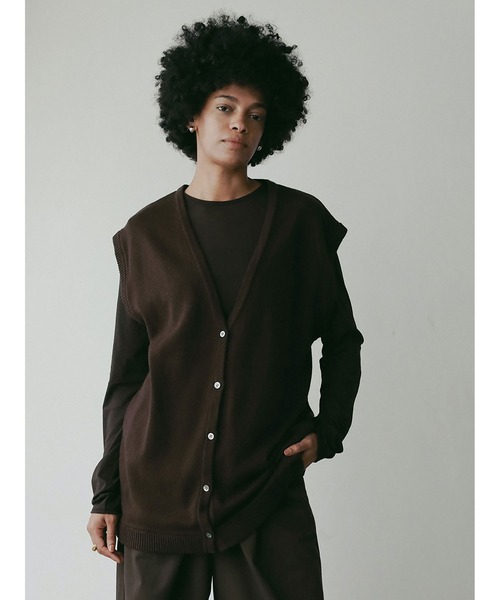 HER.（ハー）の「シアーカットソー（Tシャツ/カットソー・レディース・ダークブラウン/オフホワイト・フリー）」の7枚目の写真