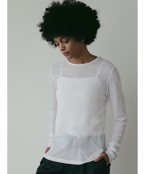 HER.（ハー）の「シアーカットソー（Tシャツ/カットソー・レディース・ダークブラウン/オフホワイト・フリー）」の11枚目の写真