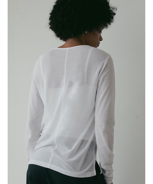 HER.（ハー）の「シアーカットソー（Tシャツ/カットソー・レディース・ダークブラウン/オフホワイト・フリー）」の12枚目の写真