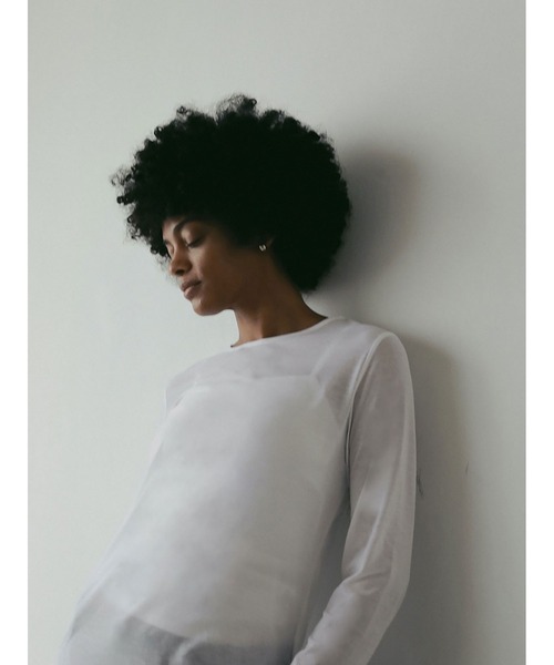 HER.（ハー）の「シアーカットソー（Tシャツ/カットソー・レディース・ダークブラウン/オフホワイト・フリー）」の13枚目の写真