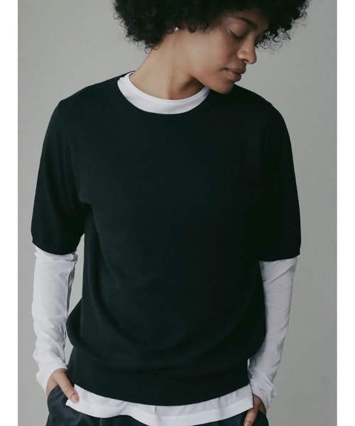 HER.（ハー）の「シアーカットソー（Tシャツ/カットソー・レディース・ダークブラウン/オフホワイト・フリー）」の14枚目の写真