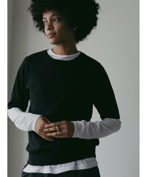 HER.（ハー）の「シアーカットソー（Tシャツ/カットソー・レディース・ダークブラウン/オフホワイト・フリー）」の15枚目の写真