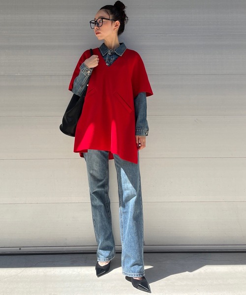 コンパクトデニムジャケット バイカー ステッチ（デニム