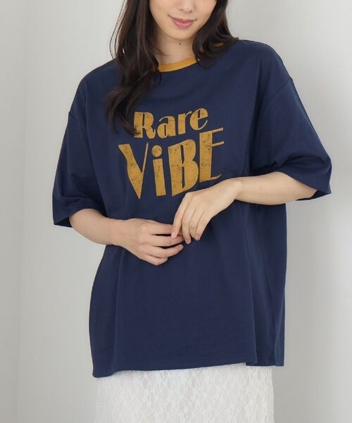 RETRO GIRL(レトロガール)の「カスレロゴリンガーTEE(Tシャツ/カットソー・レディース・ナチュラル/チャコールグレー/ブルー・FREE)」の3枚目の写真