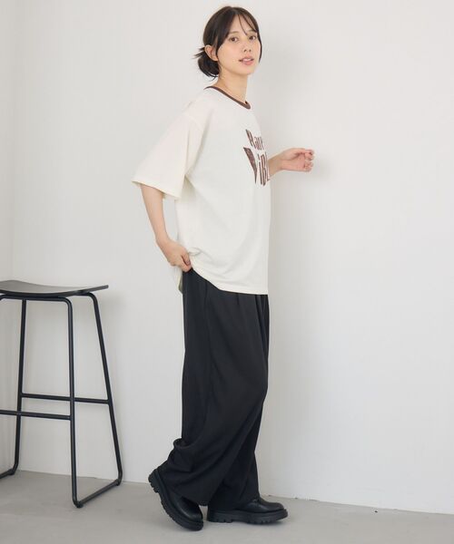 RETRO GIRL(レトロガール)の「カスレロゴリンガーTEE(Tシャツ/カットソー・レディース・ナチュラル/チャコールグレー/ブルー・FREE)」の12枚目の写真